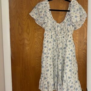 Blu Pepper Floral White and Blue Dress